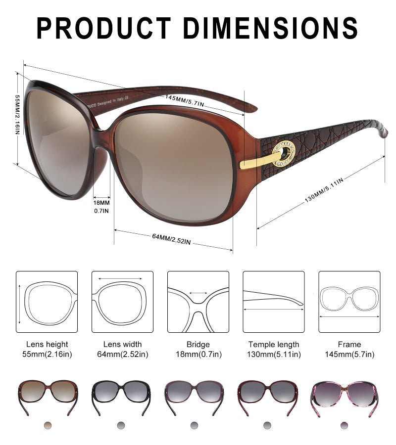 DUCO Classic Sunglasses for Women Jackie O Sun Glasses Wide Shades Designer Style 100% UV Protection 6214 - Image 5